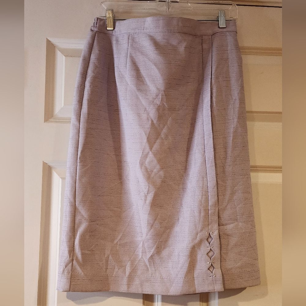 Alfred Dunner lilac purple midi skirt with stretch waistband 10